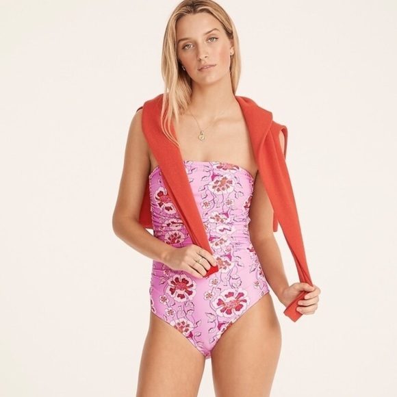 J. Crew Other - “J. CREW” Ruched Climbing Floral Bandeau One Piece